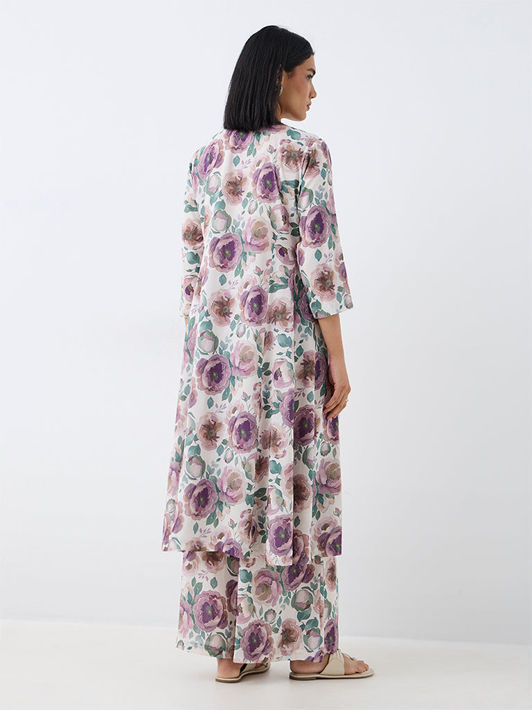 Zuba Multicolour Floral Printed A-Line Kurta