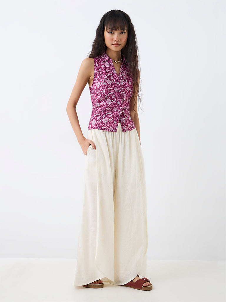 Bombay Paisley Magenta Floral Printed Cotton Blouse