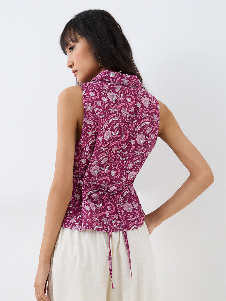 Bombay Paisley Magenta Floral Printed Cotton Blouse