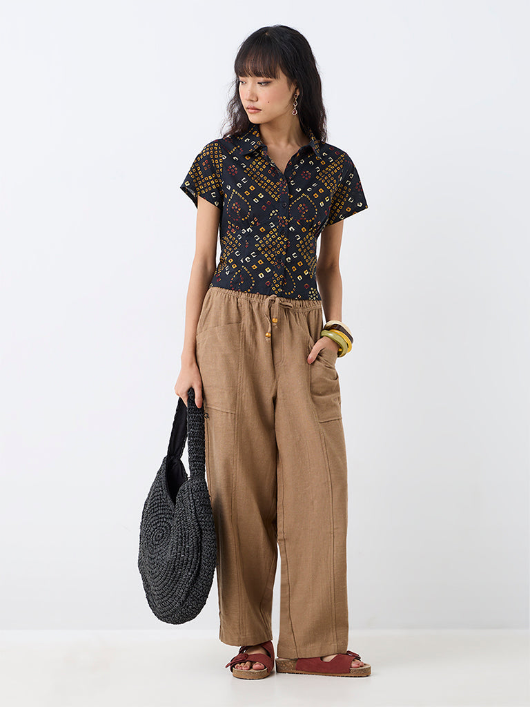 Bombay Paisley Black Bandhani Printed Blouse